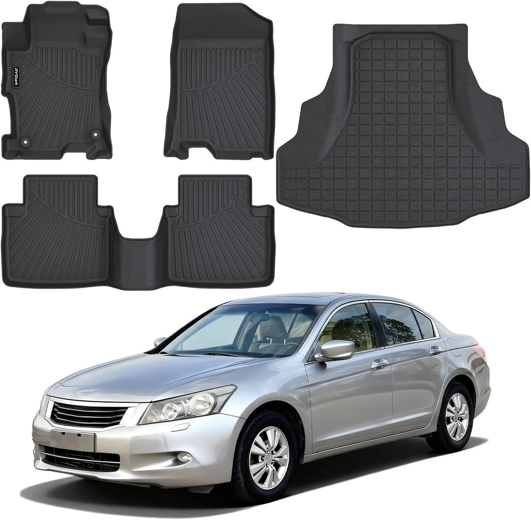 Floor Mats & Cargo Liner Compatible with Honda Accord 2008-2012(Only Sedan) LX/SE/EX,All Weather Protection TPE, Anti-Slip Floor Mats & Trunk Mat Fit for Accord 2008 2009 2010 2011 2012 Accessories