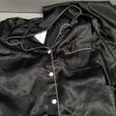 SWOMOG Family Matching Pajamas Set Satin Long Sleeve Button Down 2 PCS Pjs Pajama Top & Pants Holiday Sleepwear Set (Men Black XX-Large)