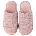 Enteer Women's Slippers Memory Foam Slippers Outdoor Indoor Warm Plush Bedroom Golden thread Couple Slipper Pink US 5-6