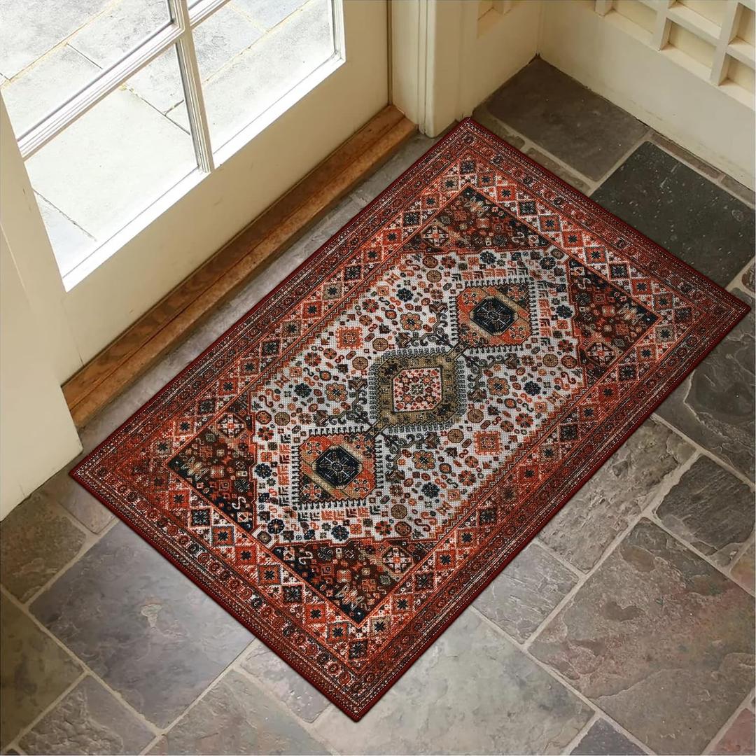 Collive Indoor Door Mat Retro Floor Mat, Non Slip Washable Doormat Quickly Absorb Welcome Mats Low Pile Door Mats Inside Entryway Carpet Front Door Rug for Entrance - 24" x 36"