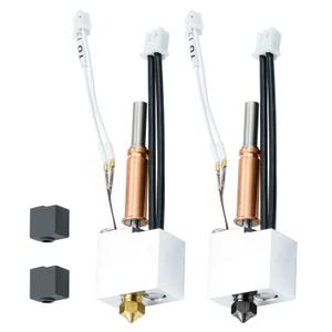2pcs Kobra 3 Hotend Hot End Assembled Extruder Printhead Kit - 3D Printer Hotend Replacement with Low Friction Brass Nozzle, 100K Thermistor, Heater Cartridge and Heat Block for Anycubic Kobra 3