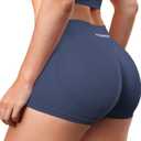 YEOREO Workout Shorts Women Low Rise 2.5" Squat Proof Seamless Gym Badriya Volleyball Booty Shorts (Blue, M)