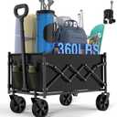 Collapsible Wagon Cart with 360lbs Weight Capacity, Lightweight Portable Foldable Wagon Cart with Wheels, Large Capacity Utility Wagon for Garden, Sports, Shopping, Grocery, Camping