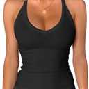 iGENJUN Womens Spaghetti Strap V-Neck Ribbed Tank Tops for Women 2025 Slim Fitted Soft Camisole Basic Layering Shirts, Small