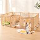 Dog Pen,Puppy PlayPen with Gate,Hamster Cages,Pet Playpen 17 Inch Tall,for Dogs, Cats, Bunnies, Pigs,Duable Wood Frame,100% Solid Wood,Gap 4.5CM,Rotate 360° at Will(H58CM/23IN,5pcs)