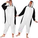 Spooktacular Creations Halloween Dalmatian Dragon Triceratop Unisex Costume, Adult Animal Costume Halloween Costume Party (Medium, White Penguin)