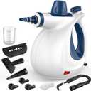 Pressurized Handheld Multi-Surface Natural Steam Cleaner with 12 pcs Accessories, Multi-Purpose Steamer for Home Use, Steamer for Cleaning Floor, Upholstery, Grout and Car (White&Blue)