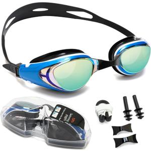 Body+ Nearsighted Swim Goggles, Shortsighted Optical Mirror/Non-Mirror Lens Swimming Goggles Anti-Fog for Adult Men Women (-1.5, Blue)