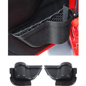 Savadicar DP3 Front Door Storage Pockets, Door Side Insert Organizer Box for 2011-2018 Jeep Wrangler JK JKU 2/4 Door, Interior Storage Expansion Accessories, Black, 2 PCs (with cup holder)