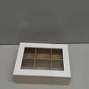 Vintage Burlywood Wooden Tea Organizer Box with White Glass Lid, 6 Compartments Tea Bag Organizer, 9 Inches Storage Organizer, Tea Storage Chest, Kitchen Storage Chest Box (Large)