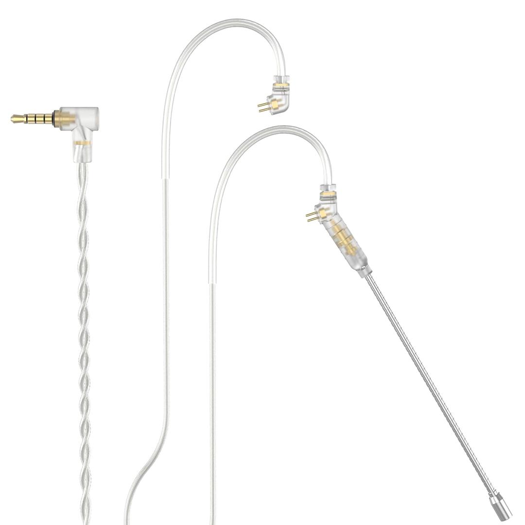 Cubilux 3.5mm 2-Pin 0.78mm Headphone Cable with Microphone, Silver Plated OFC Wires Replacement 1/8 2 Pins 0.78 Earphone Cable with Boom MIC, 4 Feet