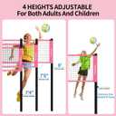 32ft Regulation Size Portable Outdoor Volleyball Net Set System for Backyard Beach with Height Adjustable Poles, PU Volleyball and Pump, Carry Bag, Boundary Line - Easy Set Up & Anti-Sagging