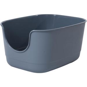 SpaceTime Extra Large Litter Box with High Sides,24.2" Lx16.3 Wx12.9 H XL Multi Cat Litter Pan for Kitty,Cat Boxes for Indoor Cats,Jumbo Litter Boxes for Big Cats,Anti-Splashing,Easy to Clean (Grey)