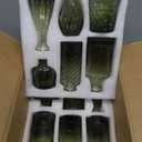 TBWIND 12pcs Green Glass Bud Vases Set, Small Vases for Flowers, Bud Vase for Centerpieces in Bulk, Mini Vintage Vase for Wedding Decorations, Office and Home Table Flower Dcor