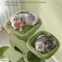 Feandrea Cat Tree, 81.1-Inch Large Cat Tower, Multi-Level Plush Condo with 13 Scratching Posts, 2 Perches, 2 Caves, Basket, Hammock, Pompoms, Green UPCT190C01