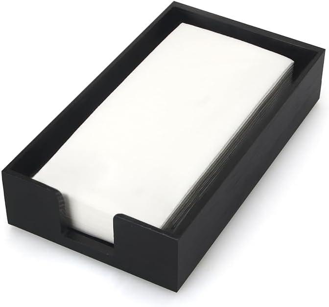 Acrylic Guest Towel Napkin Holder, Black Bathroom Paper Hand Towels Storage Tray, Disposable Paper Towel Holder for Bathroom, Kitchen, Parties, Weddings, and Various Events (5.5x9.5x2 inch)