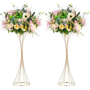 NUPTIO Gold Centerpiece Stand for Table, Twist Style , 17.7" Tall, 2 Pcs