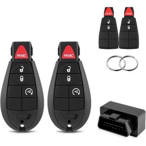 GQ4-53T DIY Key Fob Replacement with OBD Tool for Dodge Ram 1500 2013 2014 2015 2016 2017 Ram 3500 Truck Keyless Entry Remote with Interchangeable 3 and 4 Button Key Pads