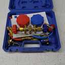 Sutekus AC Gauge Set 3 Way AC Manifold Gauge Set Freon Charge Kit with Hoses Couplers & Adapter for R410 R22 R134A R404 Refrigerant