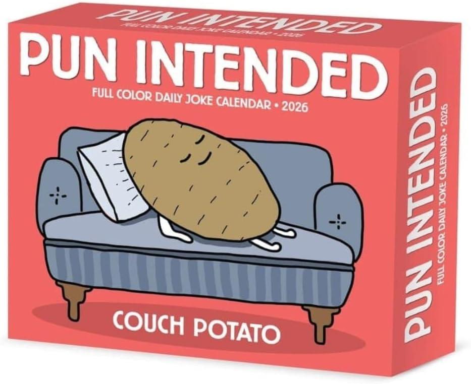 Willow Creek Press, Pun Intended 2026 Desk Calendar, 6.18'' X 5.43'', Daily Calendar with Adhesive Binding