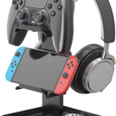 Upgraded Headphone Stand & Controller Holder – Metal Headset Hanger with Bottom Storage for Headphones, Game Controllers of Switch, iPad, PS5/PS4,and Mobile Devices
