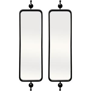 Black Thin Mirror for Skinny Entryway Living Room badroom,Full Lenth Long Retangle Mirror with Round Corner 9" X 36-2pack
