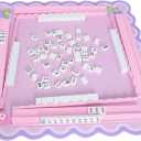 Mahjong Racks with Pushers, Pink Wooden American Mahjong Tile Pushers and Racks Set of 4, Mahjong Accessories (19.68 Inches)