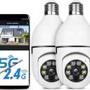 UPULTRA Light Bulb Security Camera Outdoor 2packs HD Wireless 5GHz/2.4GHz WiFi Home IP Cameras E27 360 Degree Panoramic,Motion Detection and Alarm,Two-Way Audio,Night Vision