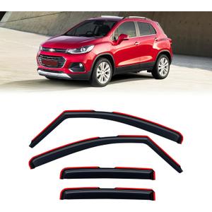 in-Channel Rain Guards for Chevy Trax 2014-2022 & 2013-2022 Buick Encore, Window Visor Shields Vent Deflector Shade Wind Dark Smoke 2015 2016 2017 2018 2019 2020 2021, Tape-On Inside-Mount, 4PCS