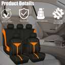 Osilly Car Seat Cover Full Set, Soft Breathable Sporty Vehicle Interior Seat Protector, Comfortable Automotive Front and Rear Split Bench Cover, Universal Fit (Orange/Black)
