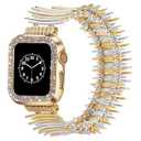 VIQIV Cute Bands and Bling Case Compatible with Apple Watch Bands for Women 38mm 40mm 41mm 42mm 44mm 45mm 49mm Metal, Stretch Jewelry Fancy Dressy Stainless Steel Wristband Straps Bands for iWatch Ultra 2/ Ultra Series 9/ 8/ 7/ 6/ 5/ 4/ 3/ 2/ 1/ SE, 40mm Gold+Silve