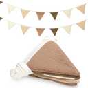 Oudain 15.5 ft Pennant Banner Flags, 2 Pcs Nursery Garland Triangle Bunting Flag Baby Banner for Nursery Decor Baby Birthday Boho Wedding Shower Party Event, Each 7.75 ft(Khaki Colors)
