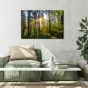 Sunrise Forest Canvas Wall Art Nature Mountain Wall Decor for Living Room Sunset Tree Trails Scenery Painting Decor 24x36, Natural Woods Mountains Landscape Poster Artwork Home Office Decorations