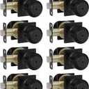 goldenwarm 8 Pack Matte Black Door Knobs Interior, Privacy Door Knob Bedroom, Black Interior Door Knobs with Square Plate