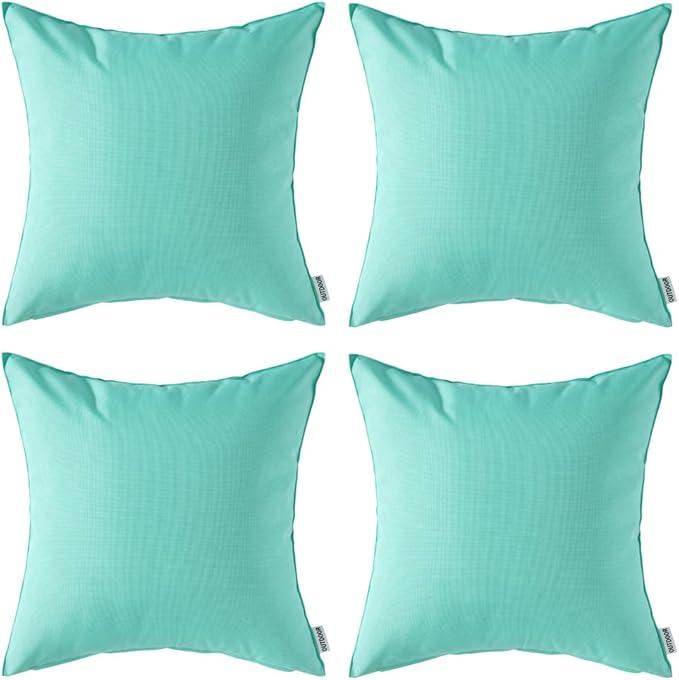MIULEE Pack of 4 Decorative Outdoor Summer Pillow Covers Square Cushion Cases PU Coating Waterproof Throw Pillowcase Shell for Living Room Couch Sofa Garden Tent Park 18x18 Inch 