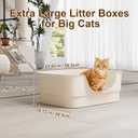 Extra Large Cat Litter Box for Big Cats - High Sides & Low Enter Design, 23.43x16.73x8.46 Inches Spacious Anti-Spill Pet ToiletBeige