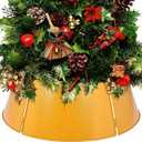 28 Inch Christmas Tree Collar Metal Christmas Tree Skirt for Real Trees or Artificial Trees Holiday Decoration, Gold