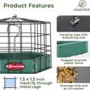 Kingsyard Squirrel Proof Platform Bird Feeders for Outdoor Hanging, 10" Wide Metal Caged Bird Feeder for Small Wildbirds Finches, Recycled Plastic Feeding Platform with Metal Seed Tray, Green