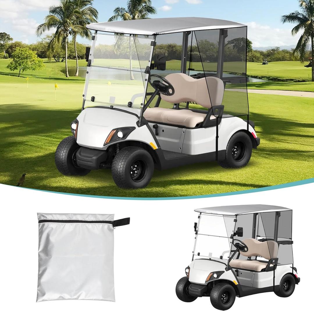 Golf Cart Sun Shade Cover for Club Car Precedent & EZGO TXT, Encrypted Polyester Mesh Shield, UV Protection & Heat Isolation, Easy-to-Install Golf Cart Cover, 44'' x 39.4''