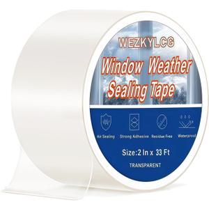 3 x Window Weather Sealing Tape, Window Insulation for Winter, Strong Adhesion, No Residue, Thick Insulation Tape for Windows, Ac Unit, Doors, Gaps (Clear, 2 Inch x 33 FT)
