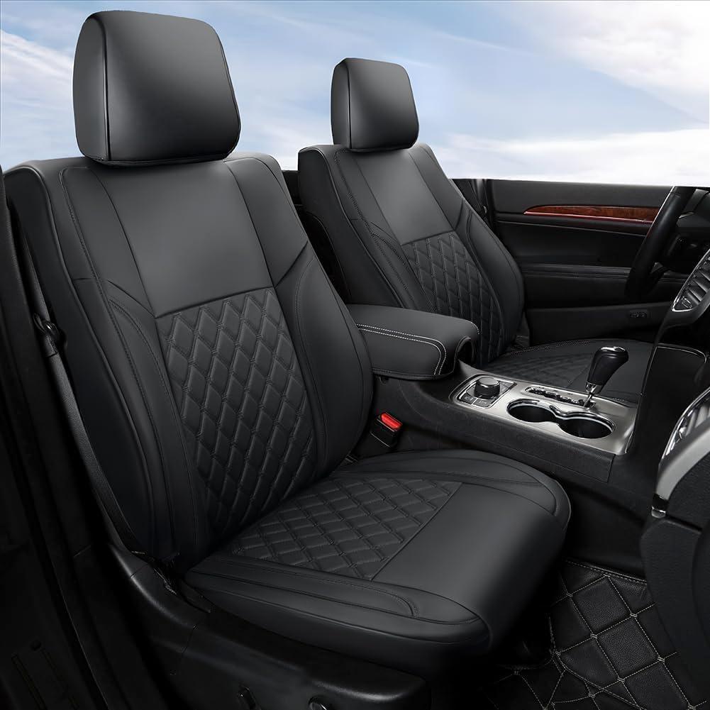 GIANT PANDA Customized Fit Charger Leather Car Seat Covers for Dodge Charger Scat Pack R/T SRT Performance Seats 2015-2023, Not fit Base/Sport Seats, Full Set (Black)