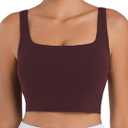 Sunzfly Women Square Neck Sport Bra with Removable Pads, Built-in Bra Crop Tank Top Summer Sleeveless Camisole Workout Yoga (Large, Chocolate)