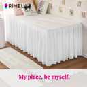 RIMELA Dorm Bed Skirt Twin XL 36 Inch Drop, Easy to Install Extra Long Wrap Around Elastic Dust Ruffle, White Bedskirt Solid Silky Fabric Machine Washable (Twin XL 80L x 39W & Twin 75L x 39W)