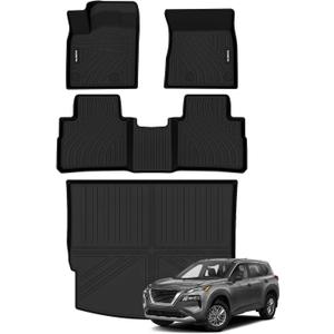 Naibeve Floor Mats for Nissan Rogue 2021 2022 2023 2024 2025- All Weather for Nissan Rogue Floor Mats Floor Liner Cargo Mat Liner Accessories(Not for Rogue Select and Sport Models)