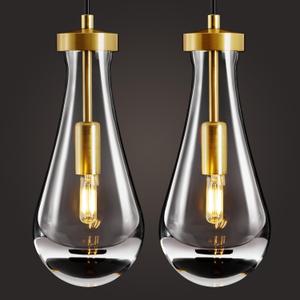 Raindrop Pendant Lights Kitchen Island: 2 Raindrops Crystal Light Fixtures - Gold Brass Teardrop Chandelier Lighting over Dining Table - Modern Glass Tear Drop Ceiling Pendants Light Bulb Not Included, Set of 2