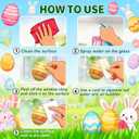 2 x Easter Window Clings, 12"x35", 2-Pack Large Bunny & Egg Static Stickers, Extra Wide Spring Decals with Bonus Colorful Egg Stickers for Glass Door Home
