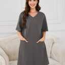 Marvmys Summer Sleepshirt for Women Dark Grey (Gray, XL)
