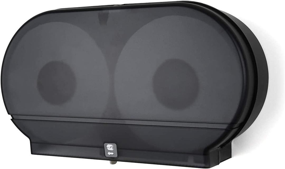 Palmer Fixture RD0027-02F Twin Jumbo Tissue Dispenser with Core Adaptor, Black Translucent