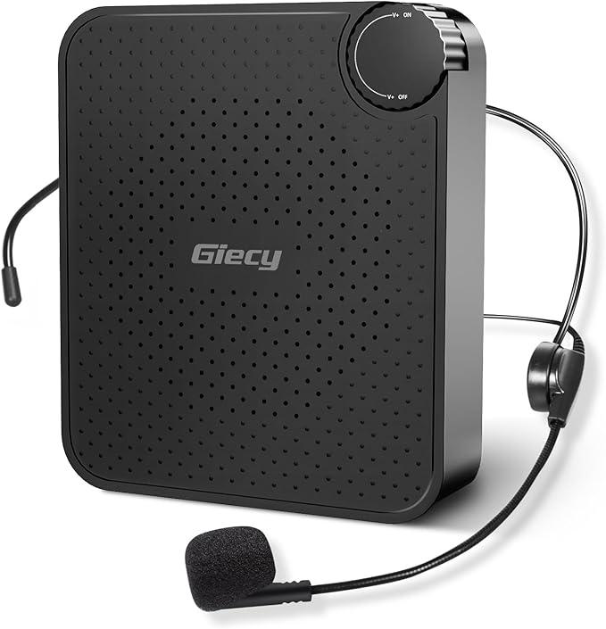 Giecy Portable Voice Amplifier with Wired Microphone Headset, Rechargeable PA System Speaker Personal Microphone, Speech Amplifier Power Amplifiers Loudspeaker for Teachers/Metting/Tour Guide
