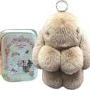 Keychain with Box, Bunny Keychain with Tin, BunnyCute Plush Key chain, Fluffy Car Charm for Bags & Backpacks
